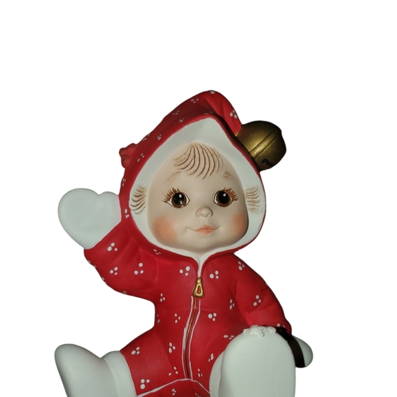 Large ceramic figurines set -holiday children on toboggan - Picture 5 of 14